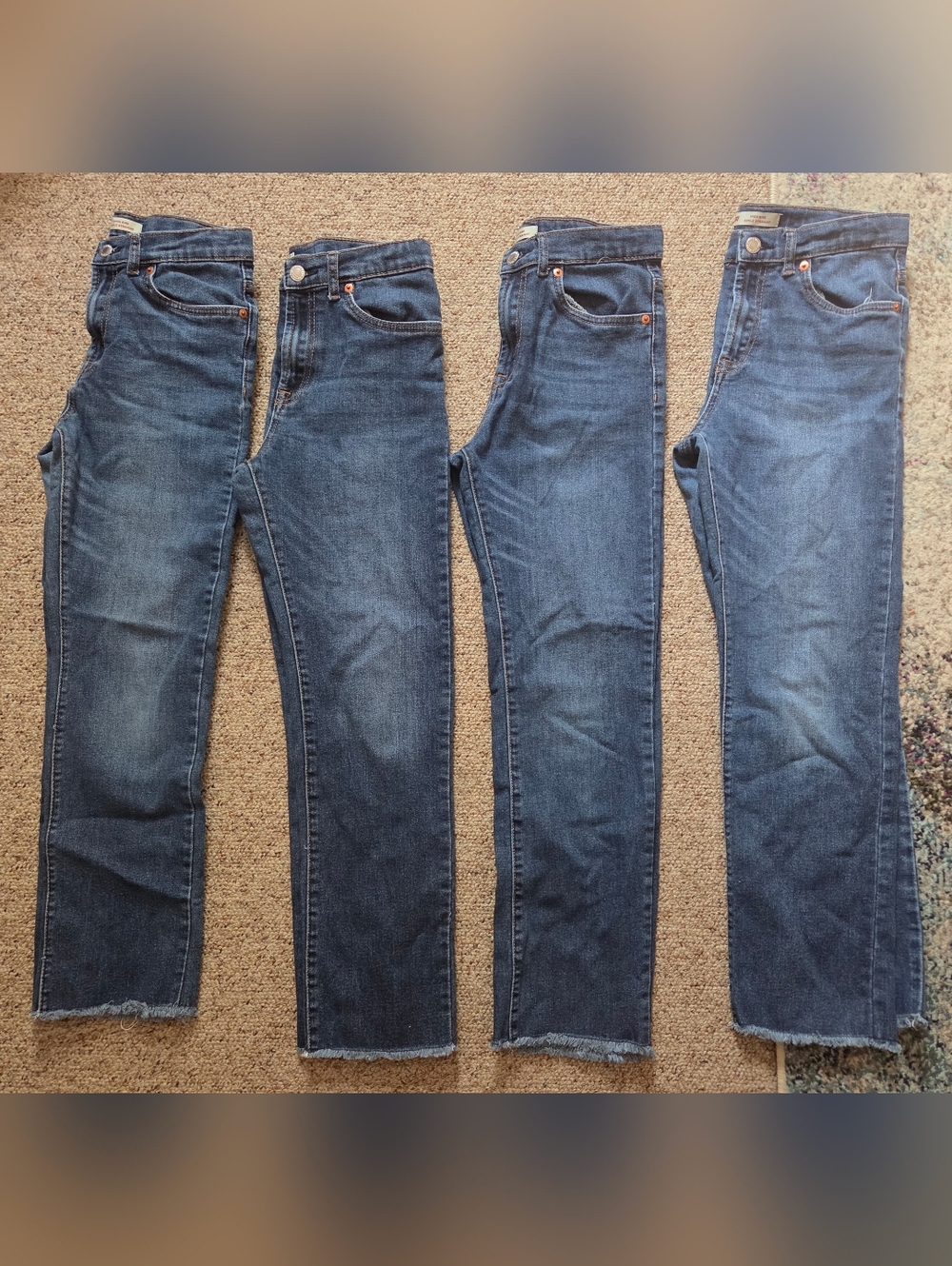 Lot of 4 Levi's High Rise Ankle Straight Big Girls Jeans, Size 16, Medium Wash